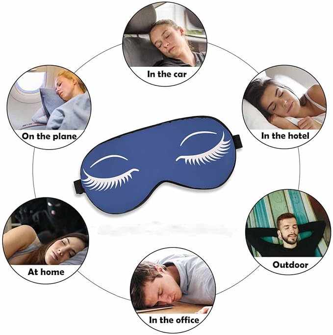 Blue Eyelashes Sleep Eye Mask Closed Eyes with Eyelashes Women Eyes Simple Men Women Sleep Mask with Adjustable Strap Eye Cover Eye Shade for Travel, Nap,Meditation - Bloomnest