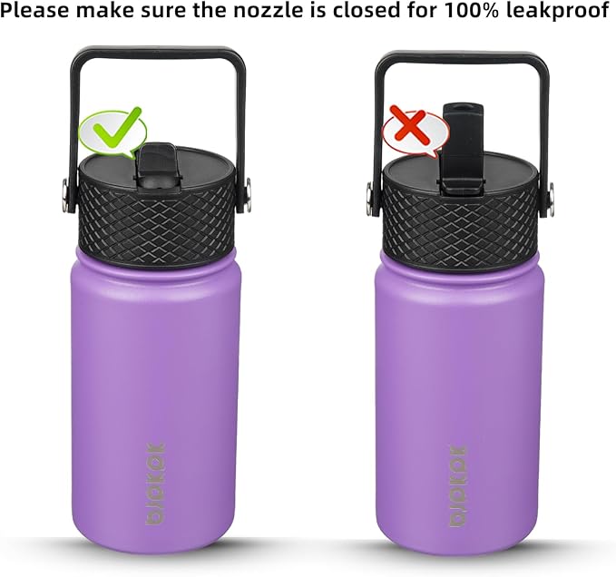 BJPKPK Water Bottle with Straw Lid, 15 oz Insulated Water Bottle, Stainless Steel Metal Water Bottles, Reusable Leak Proof BPA Free Thermo, Flask, Cups, Macaron-Modena - Bloomnest