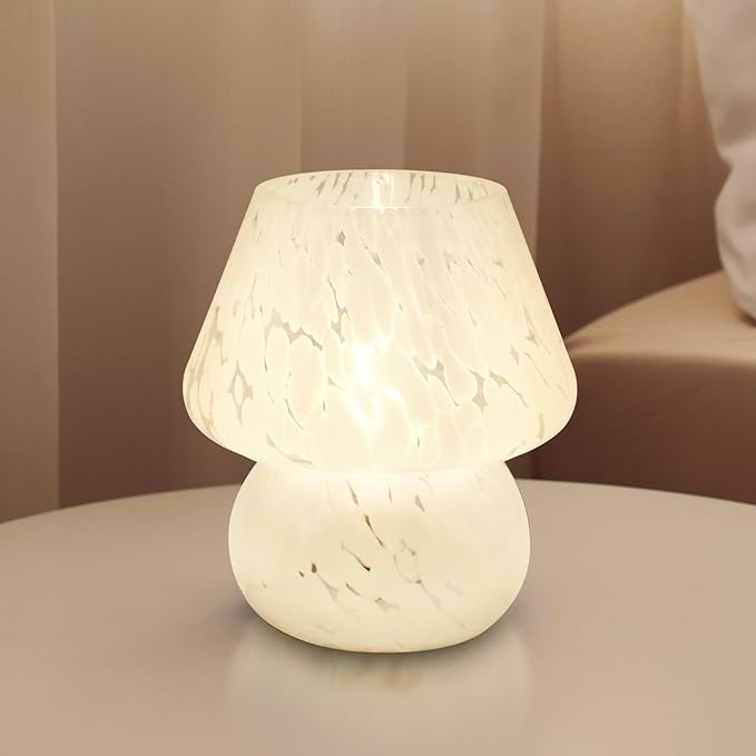 Mushroom Lamp Small Table Lamp for Bedroom, Bedside Lamps for Nightstand, Mushroom Decor Cute Mini Modern Mid Century Lamps, Aesthetic Home Living Room Decor(White) - Bloomnest