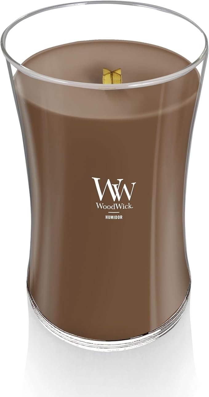 WoodWick Humidor Gifts for Women and Men, 21.5 oz Large Hourglass Candle with Crackling Wick - Bloomnest