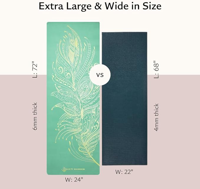 Shakti Warrior TPE Yoga Mat - Artist Designed, Premium eco friendly mats, Non Slip, Non toxic, Great For Regular & Hot Yoga, Pilates and Workouts (72 inch x 24 inch x 6mm thick)