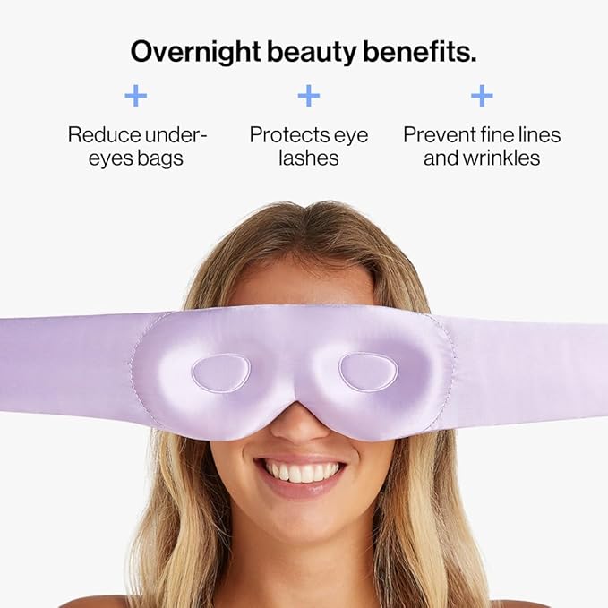 Dore & Rose Aura Sleep Mask, 100% Light Blocking Mulberry Silk Eye Mask (23 Momme), Extra Room for Lashes, Reduces Eye Bags & Dark Circles, Adjustable Travel Deep Sleep Mask for Men & Women (Purple)