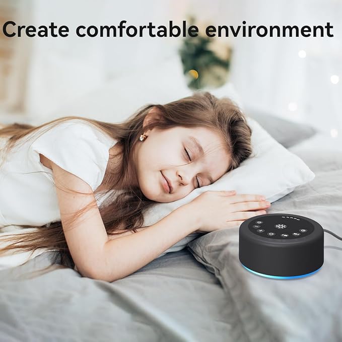 Sleep Sound Machine White Noise Machine with 30 Non Looping Sounds 12 Night light Colors with 5 Timers 36 Adjustable Volume Memory Function Brown Noise Machine for Baby kid Adult & Home Nursery Travel - Bloomnest