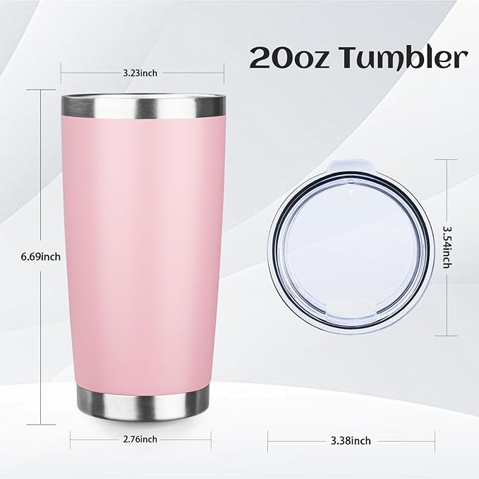 StarSpeed 20oz Tumbler Bulk with Lid, Stainless Steel Insulated Tumblers Double Wall Vacuum Insulated Travel Mug, Powder Coated Coffee Cups for Hot and Cold Drinks(Lght Pink,1) - Bloomnest
