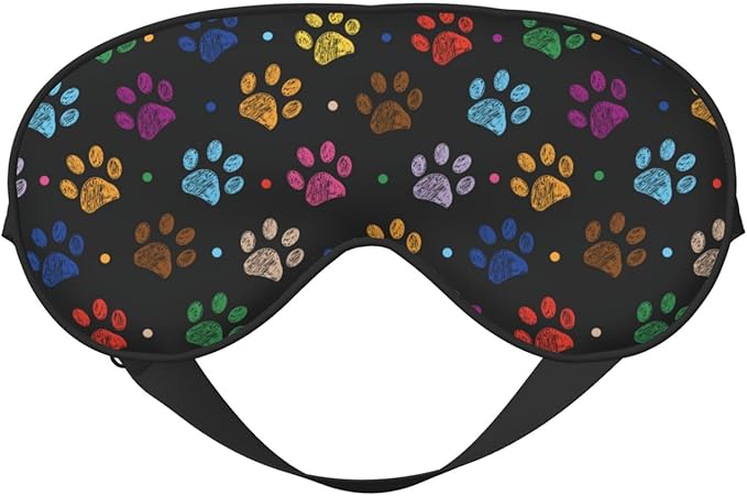 Sleep Eye Mask Colorful Paw Print Sleep Mask for Women Men Comfortable Eye Mask with Adjustable Strap Soft Eye Cover Blindfold for Travel Yoga Nap Shift Work - Bloomnest