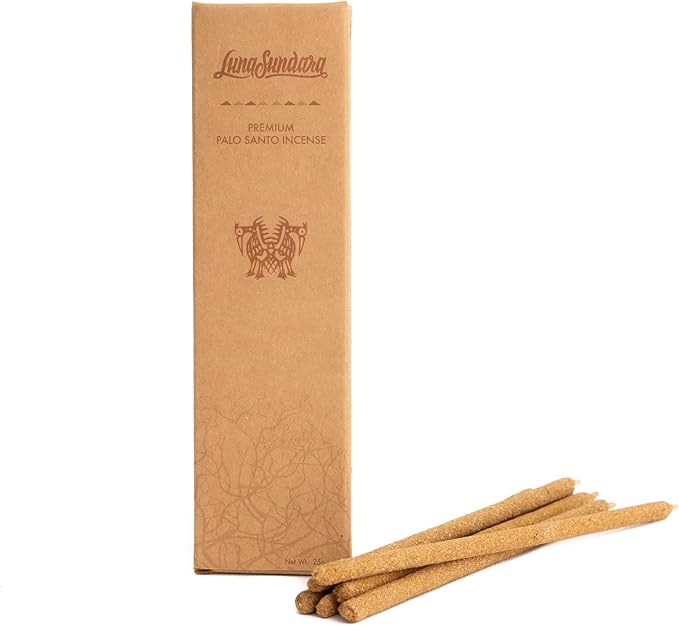 Luna Sundara Palo Santo Incense Sticks, Hand Rolled in Peru, 100% Natural Palo Santo Wood, Long Burning Incense, 6 Sticks LunaSundara