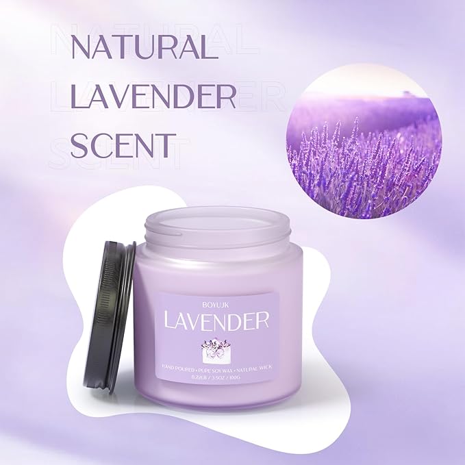 Lavender Candle, BOYUJK Scented Candles for Home, Scented Candle Set for Stress Relief and Promote Sleep, Candles Gifts for Women and Men - Bloomnest