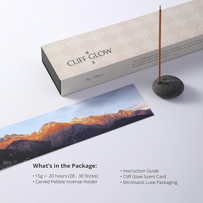 100% Natural Incense Sticks with Holder, Rare Cliff Cypress Incense from Shangri-La for Inner Harmony & Balance Support, 40-Minute Burn, Low Smoke, Non-Toxic, Gifts for Women SHANTIVALE