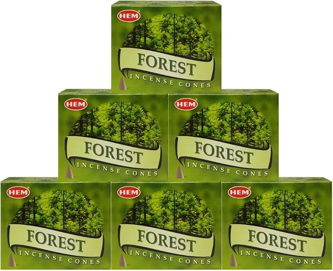 TRUMIRI Incense Cone Holder Bundle with Hem Forest Incense Cones - Pack of 6 (Approx 60 Cones) TRUMIRI