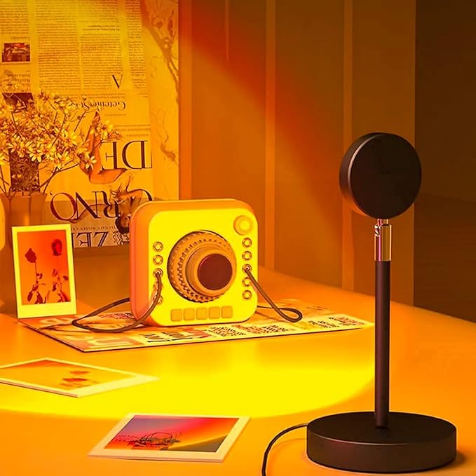 Balkwan Sunset Lamp Projection Rotation Rainbow Lamp Led Romantic Visual Led Light Network Red Light with USB Modern Floor Stand Night Light Living Room Bedroom Decor (Sunset Red) - Bloomnest