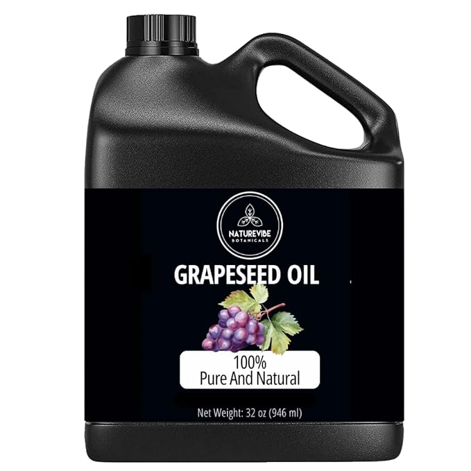 Naturevibe Botanicals Grapeseed Oil 32oz | 100% Pure Cold-Pressed & Lightweight Carrier Oil | Non-Greasy Natural Moisturizer for Skin, Hair, Face, Nails & Massage | Hexane-Free, Fresh & Versatile - Bloomnest