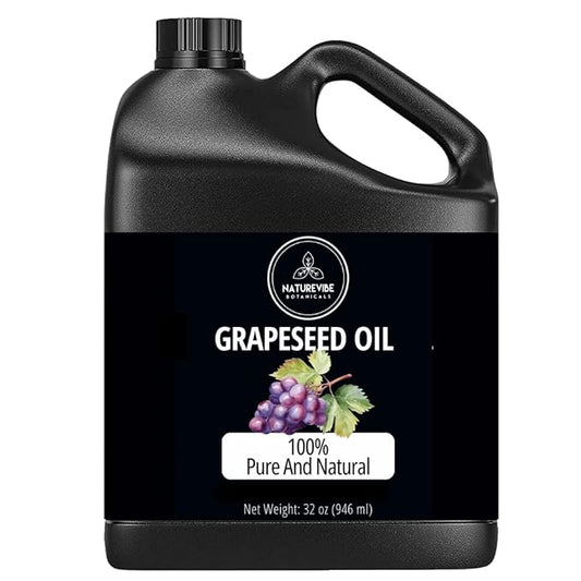 Naturevibe Botanicals Grapeseed Oil 32oz | 100% Pure Cold-Pressed & Lightweight Carrier Oil | Non-Greasy Natural Moisturizer for Skin, Hair, Face, Nails & Massage | Hexane-Free, Fresh & Versatile - Bloomnest