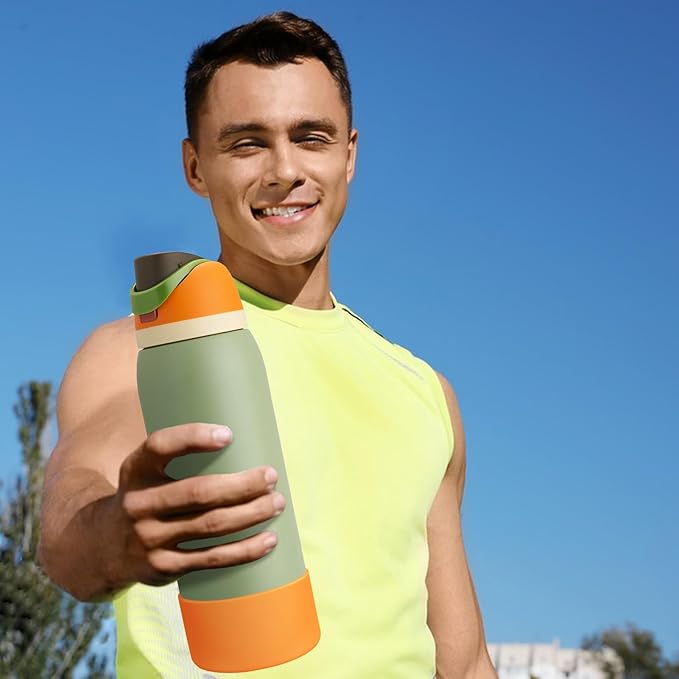 2PCS Silicone Water Bottle Boot, Compatible with Owala 24oz 32oz 40oz, Protective Anti-Scratch & Anti-Dent No Noise Sleeve Cover for FreeSip/Twist/Flip Water Bottles (Citrus Crush, 24oz) BKBY