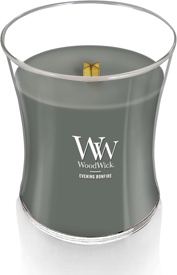 WoodWick Evening Bonfire Holiday Candle Gifts for Women and Men, 9.7 oz Medium Hourglass Candle with Crackling Wick - Bloomnest
