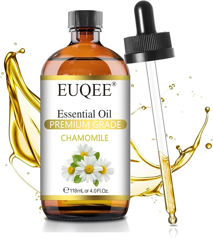 EUQEE Chamomile Essential Oil 118ml Pure Chamomile Oil Aromatherapy Essential Oil with Glass Dropper for Diffuser, Candle Making - 4 OZ