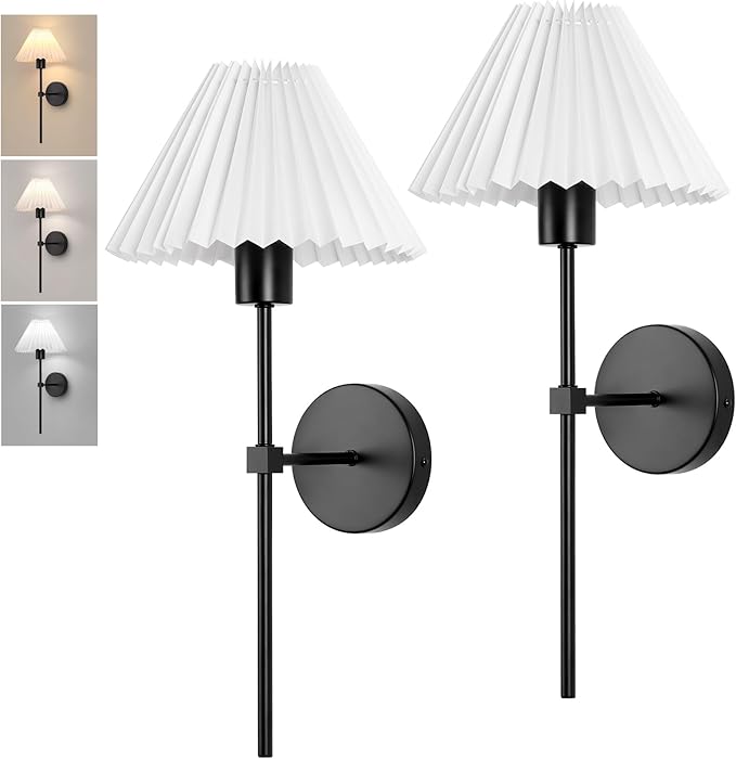 Rechargeable Battery Operated Wall Sconces Sets of 2, 15 Colors Wireless Wall Sconce, Black Wall Lights Fixture with Dimmable Bulbs and Remote, Not Hardwired Wall Mounted Lamps for Bedroom Living Room - Bloomnest