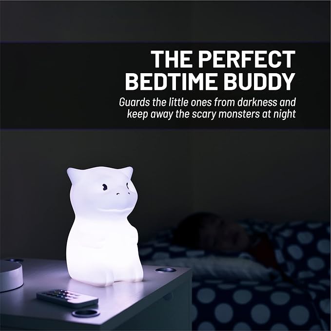 Lumipets Remote Control Silicone Night Light for Kids - Dragon Design with 9 Soft Colors & Sleep Timer - Rechargeable, Battery-Operated Lamp for Bedroom | Baby Nursery, Toddler, Girls, Boys - Bloomnest