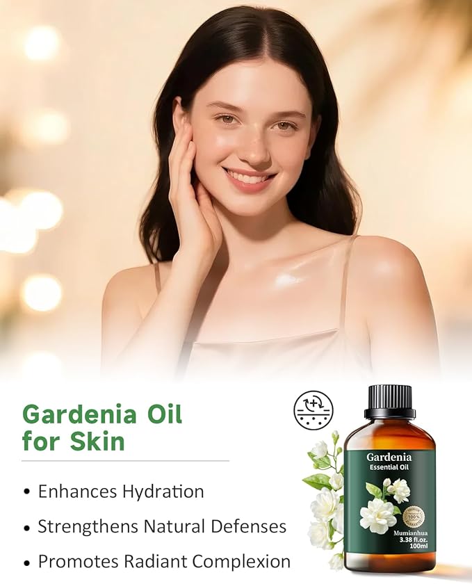 Gardenia Essential Oil Pure, Mumianhua Natural Gardenia Oil for Reed Diffuser, Air Freshener, Skin, Hair, Laundry & Women's Perfume, Candles Making 3.38 Fl Oz - Bloomnest