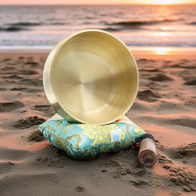 ZENPROSPERA Tibetan Singing Bowl Set – 6-Inch Sound Bowl for Meditation, Relaxation & Stress Relief | The ZenProspera Bowl - Lotus Edition - With Mallet, Gift Box, & Cushion