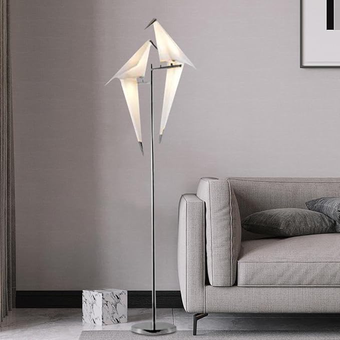 72 Inch Modern Bird Floor Lamp, Gold Bird Swing Floor Light Fixtures for Bedroom, LED Bird Standing Floor Lamp with Bird Shade for Living Room, Silver - Bloomnest