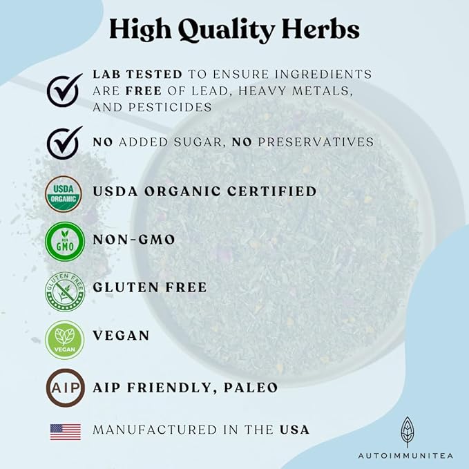 Brain Fog Tea for Herbal Focus & Memory, AIP AutoimmuniTea Protocol Diet Compliant Foods, Whole 30, Paleo Friendly - Nootropics Support Herbs Gingko Biloba, Peppermint, Gotu Kola - Bloomnest