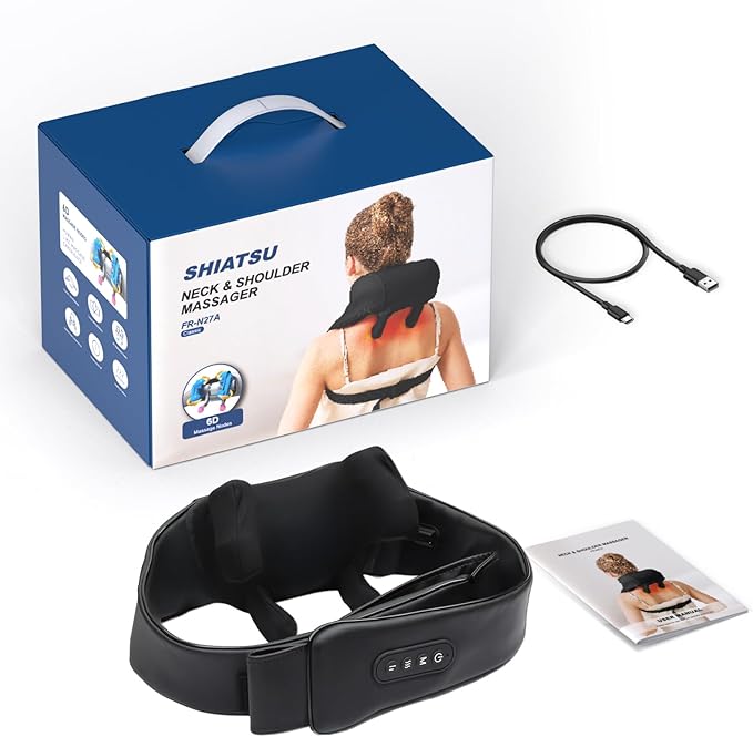Cordless Neck Shoulder Massager with Heat for Pain Relief Deep Tissue, Upgraded Straps, Kneading, Shiatsu Back Neck Massager Pillow for Neck, Shoulders Back, Gifts for Men Women Mom Dad - Bloomnest