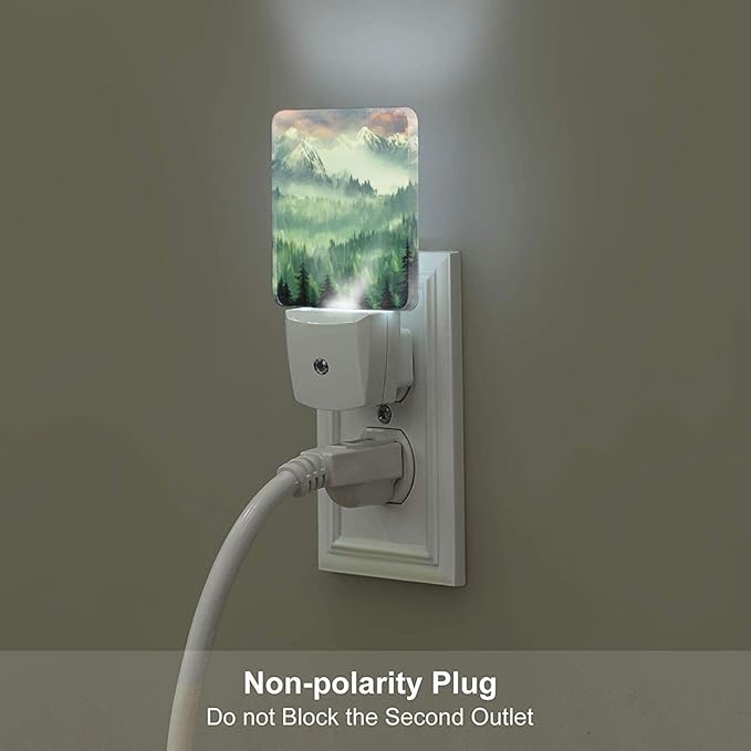 Mountain Forest Landscape Painting Night Light,Plug Into Wall Decor for Stairway,Hallway,Kitchen,Dusk to Dawn Sensor Nightlights for Boys/Girls/Women/Men Room Gifts - Bloomnest