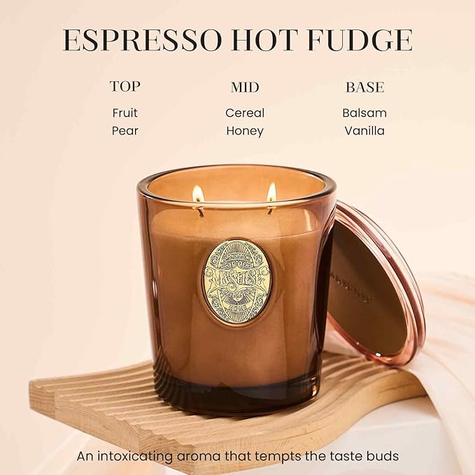 M&SENSE Large Two-Wick Soy Candle | Espresso Hot Fudge & Brown| 19.8 oz, 120H Burn Time | Luxury Scented Candle for Relaxation, Gifting, Home Décor | Ideal for Bedroom, Office, Party Ambiance - Bloomnest