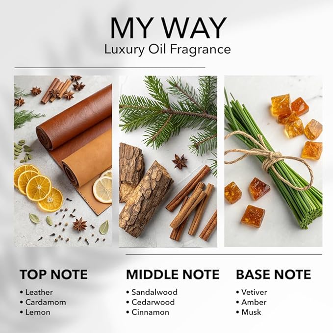 My Way Diffuser Oil, Inspired by 1 Hotel Miami Beach, Hotel Scent Diffuser Oil, My Way Aromatherapy Blend of Essential Oils for Home & Office, Leather & Sandalwood Scent, 1.6 FL Oz, 50 mL - Bloomnest