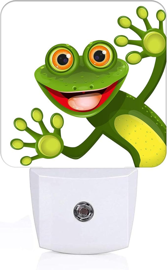 Funny Frog Night Light,Plug Into Wall for Boys Girls Bedroom Decorative Square Night Light Lamp 0.5w Sleep Friendly