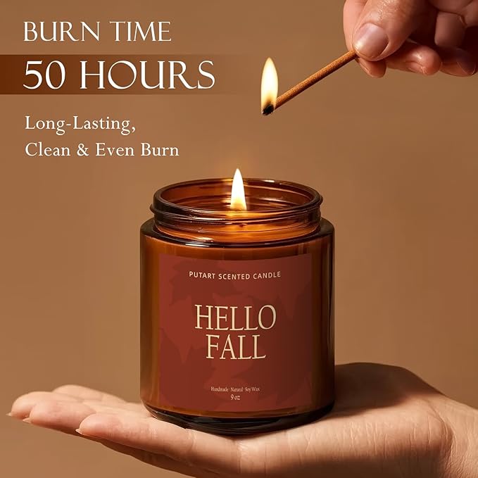 Pumpkin Spice Fall Candles for Home Scented, Natural Soy Wax Aromatherapy Non Toxic Pumpkin Candle with Long Lasting Burn, Halloween Autumn Candle Gifts for House Fragrance Decoration (9oz) - Bloomnest