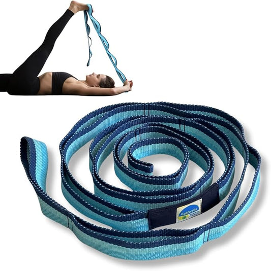 California Yoga Strap | Yoga Belt with Loops | 12 Multi Loop & Non-Elastic | Stretching Strap | Gym Workout & Exercise Bands | Physical Therapy | Improves Sitting Posture for Women & Men - Bloomnest
