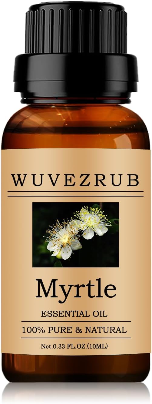 Myrtle Essential Oils 10ML, 100% Pure and Natural Essential Oil for Aromatherapy Diffuser - 0.33 Fl Oz/Myrtle WUVEZRUB