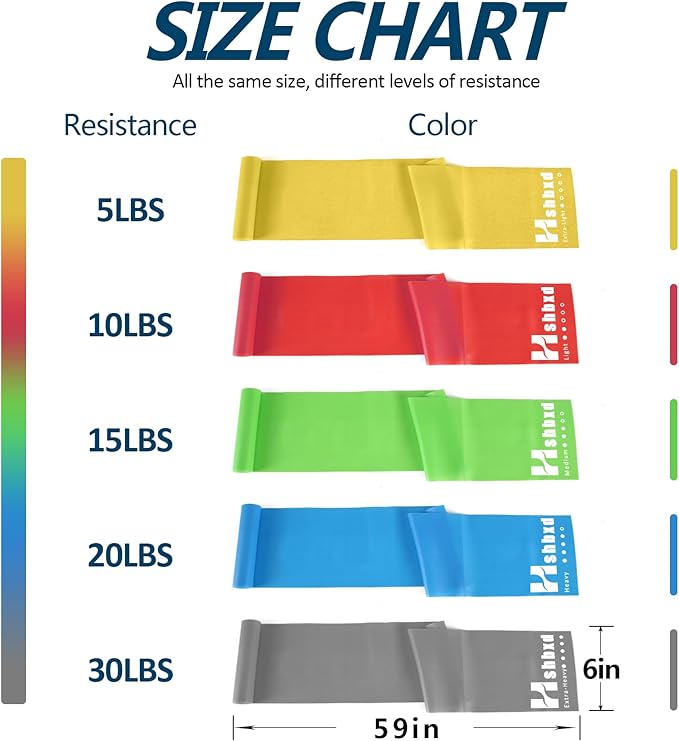 Resistance Bands for Working Out, Physical Therapy Bands, Latex Free Elastic and Exercise Bands Set for Stretching, Suitable for Rehab, Yoga, Pilates, Gym, Home Exercise