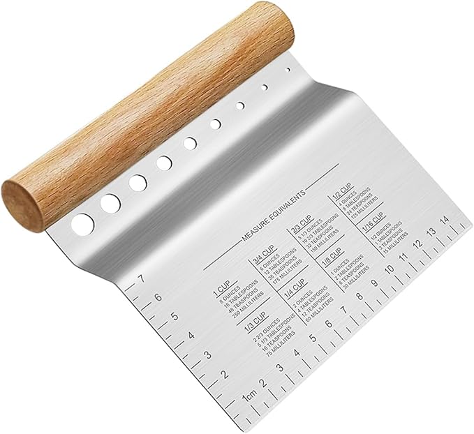 ALLTOP Dough Bench Scraper/Cutter/Chopper Stainless Steel Blade with Herb Stripper,Multipurpose Kitchen Pastry Tool with Scale Ruler - Leaf Remover - 1 Pack - Bloomnest