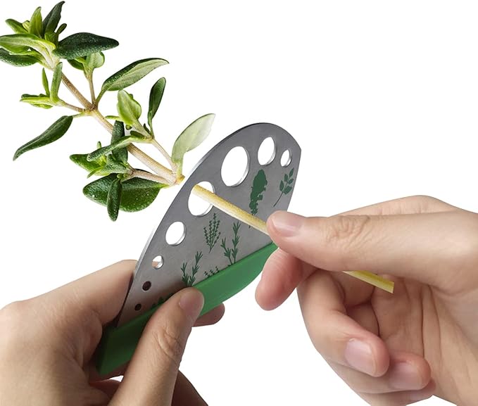 Herb Stripper Stainless Steel Kitchen Herb Leaf Stripping Tool Kitchen Gadgets for Kale, Chard, Collard Greens, Thyme, Basil, Cilantro Tool (9 holes) - Bloomnest