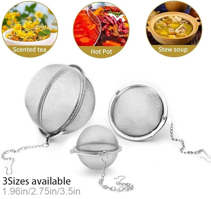 Stainless Steel Mesh Tea Ball, Extra Fine Mesh Tea Infuser for Loose Leaf Tea, Tea Strainers Tea Infuser Strainer Filters for Tea 3piece set - Bloomnest