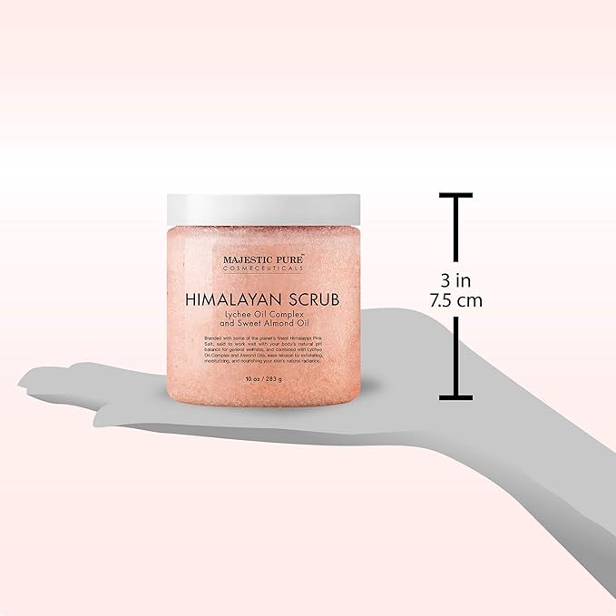 Majestic Pure Himalayan Salt Body Scrub with Lychee Oil, Exfoliating Salt Scrub to Exfoliate & Moisturize Skin, Deep Cleansing - 10 oz (Pack of 2) - Bloomnest