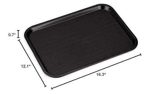 Carlisle FoodService Products CT121603 Café Standard Cafeteria / Fast Food Tray, 12" x 16", Black - Bloomnest