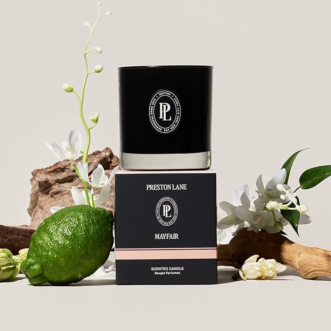 Preston Lane Luxury 2-Wick Scented Candle, Mayfair, 7.5 oz Hand-Poured in USA | Long Burn Time (20-30 Hrs), Vegan Soy Wax Blend, Decorative Glass Vessel, Fine Italian Fragrance - Bloomnest