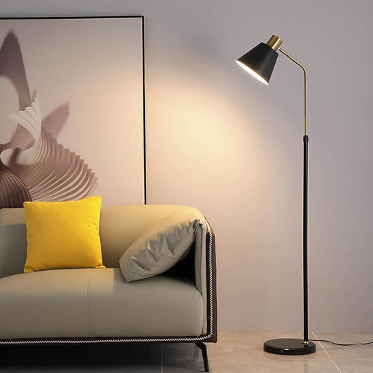Dimmable Black Vintage Floor Lamps for Living Room Sofa Corner Bedroom Bedside Office,Unique Adjustable Standing Tall Reading Lights with Bright 12W LED Bulb, Modern Industrial Minimalist Home Decor - Bloomnest