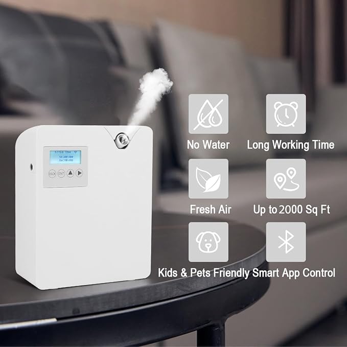 Smart Scent Air Machine for Home, Bluetooth & WiFi Hotel Scent Diffuser with Cold Air Tech, 300ML Waterless Essential Oil HVAC Scent Diffuser for Large Room, Office(White) - Bloomnest