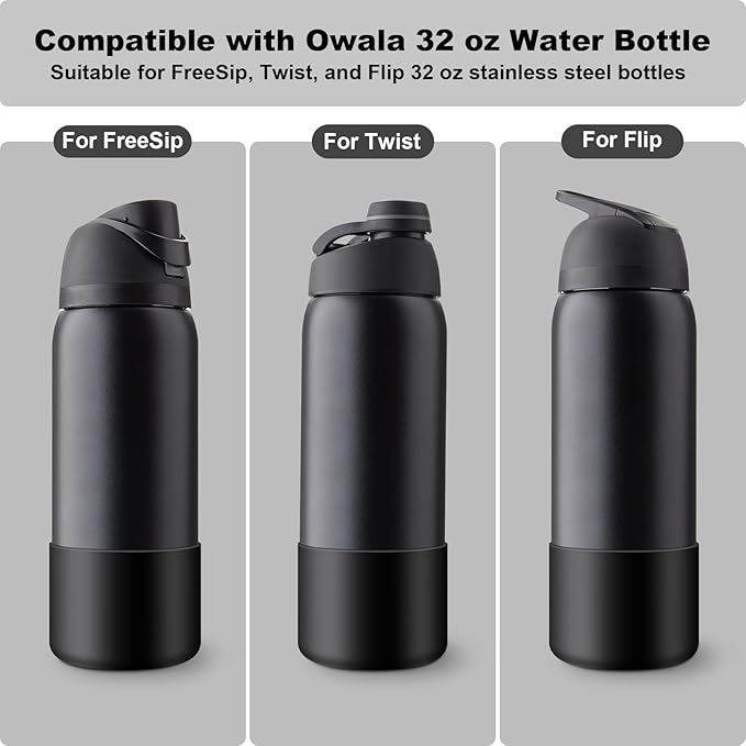 2PCS Silicone Water Bottle Boot for Owala 24oz 32oz 40oz, Anti-Slip Protective Sleeve Bottom Bumper Protector for FreeSip, Twist, and Flip Stainless Steel Water Bottles Alwenid