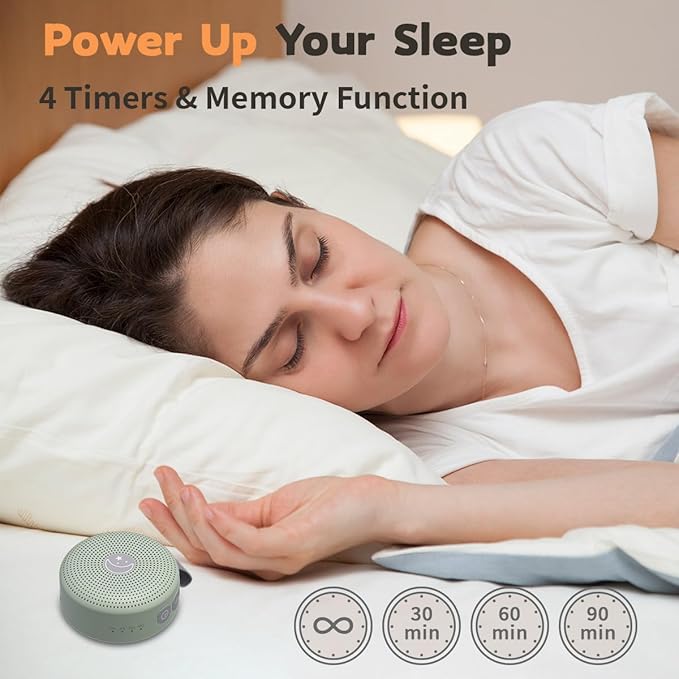 Mini Sound Machine Portable Baby White Noise Machine Brown Noise Machine 30 Soothing Sounds for Kids Adults Auto-Off Timer 32 Volume Levels Battery Sleep Machine for Home Office Privacy (Pale Green) - Bloomnest