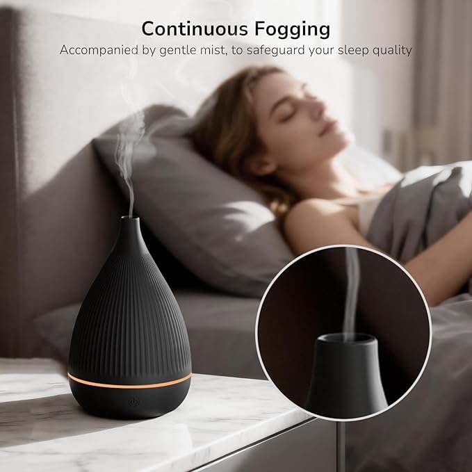 Ultrasonic Essential Oil Diffuser, Home Fragrance Aroma Diffuser with Auto Shut-Off, Color Change Night Light & Ultra-Quiet Operation, BPA-Free Portable Aromatherapy Humidifier for Home (Black) - Bloomnest