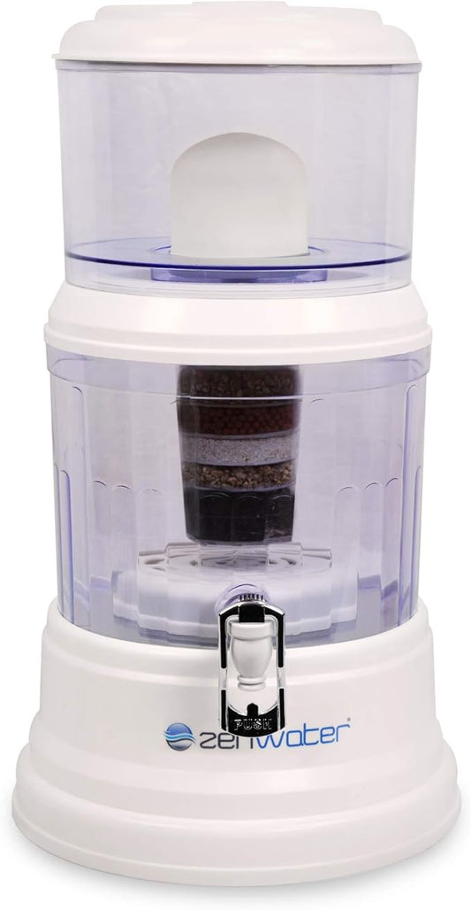 ZENWATER 4-Gallon Countertop Gravity Water Filter System - Portable Alkaline Filtration System - Enjoy Clean and Mineral-Rich Hydration at Home, Office, or Travel - Bloomnest