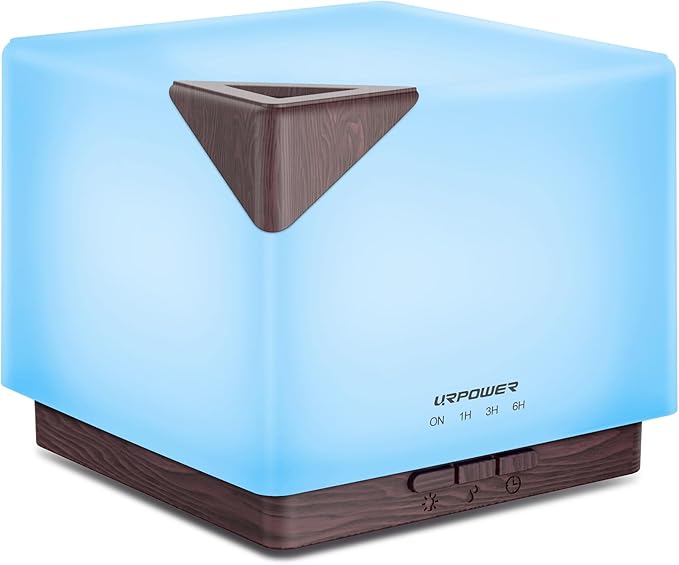 URPOWER 700ML Aromatherapy Essential Oil Diffuser, 700ml Large Ultrasonic Scent Diffusers Humidifier with Adjustable Mist Mode/4 Timer Settings/ 7 LED Light Colors for Home Office Study - Bloomnest
