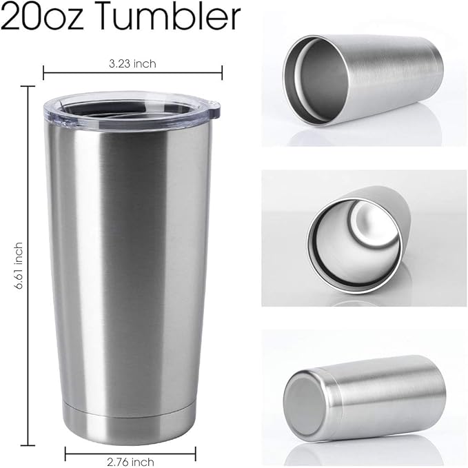HASLE OUTFITTERS 20oz Tumblers Bulk Stainless Steel Cups with Lid Double Wall Vacuum Insulated Coffee Mugs for Cold & Hot Drinks Pack