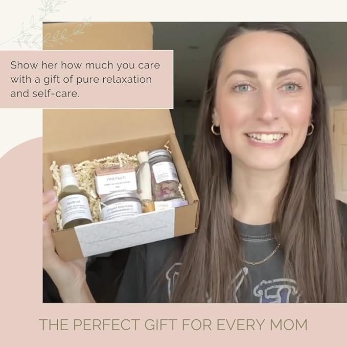 Self Care Gift Basket for Mom: New Mommy Care Package Pampering Gift Set with Bath Accessories and Natural Skincare Products. Our Spa Day Kit for Women is the ideal Birthday Gift Basket for her. - Bloomnest