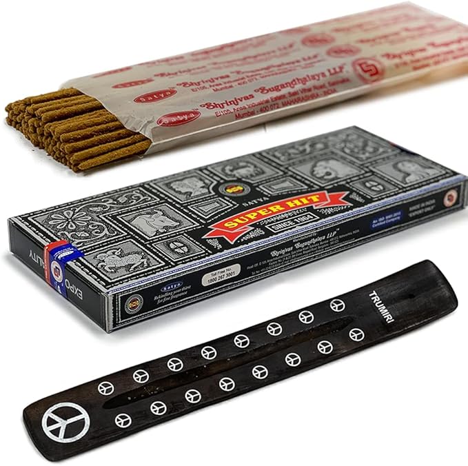 TRUMIRI Incense Stick Holder Bundle with Satya Super Hit 100g Incense Sticks - Pack of 1 (Approx 100 Sticks) - Bloomnest